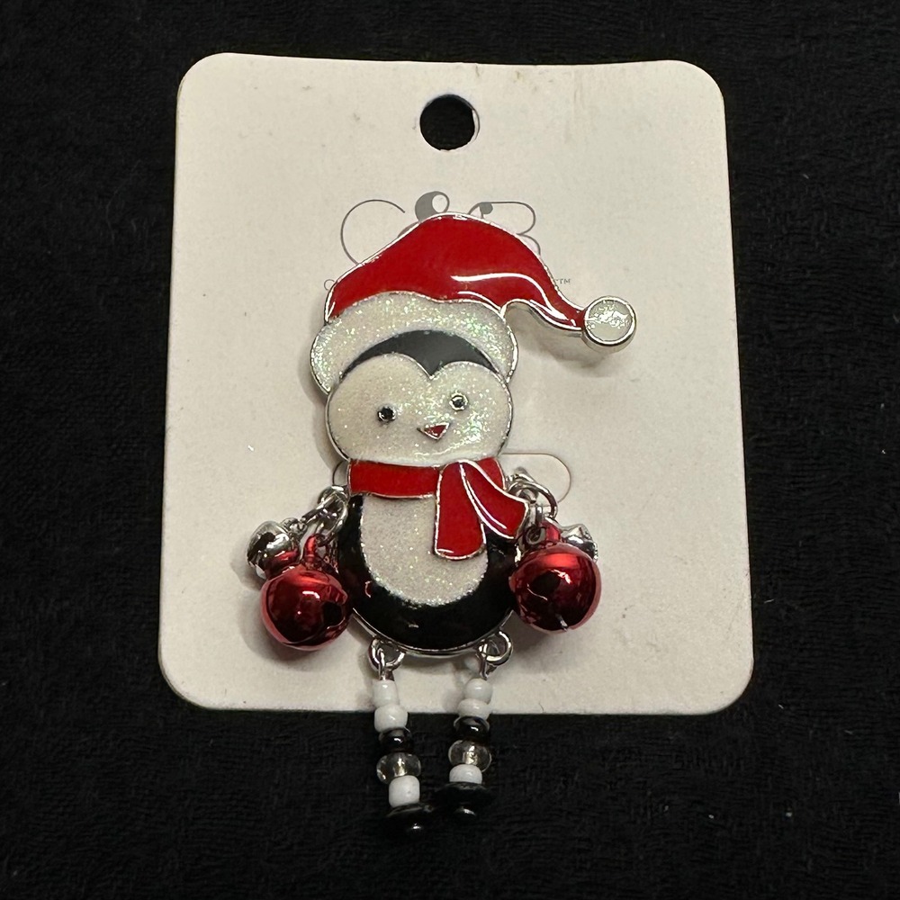 Christopher & Banks‎ Penguin Christmas Brooch Enamel Holiday Pin NWT